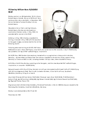 A preview of a PDF biography for Hans, Stanley William